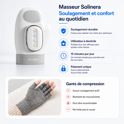 Masseur de mains Solinera™ — Retrouvez vos gestes, soulagez la raideur et la douleur articulaire