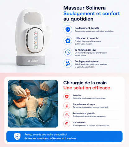Masseur de mains Solinera™ — Retrouvez vos gestes, soulagez la raideur et la douleur articulaire