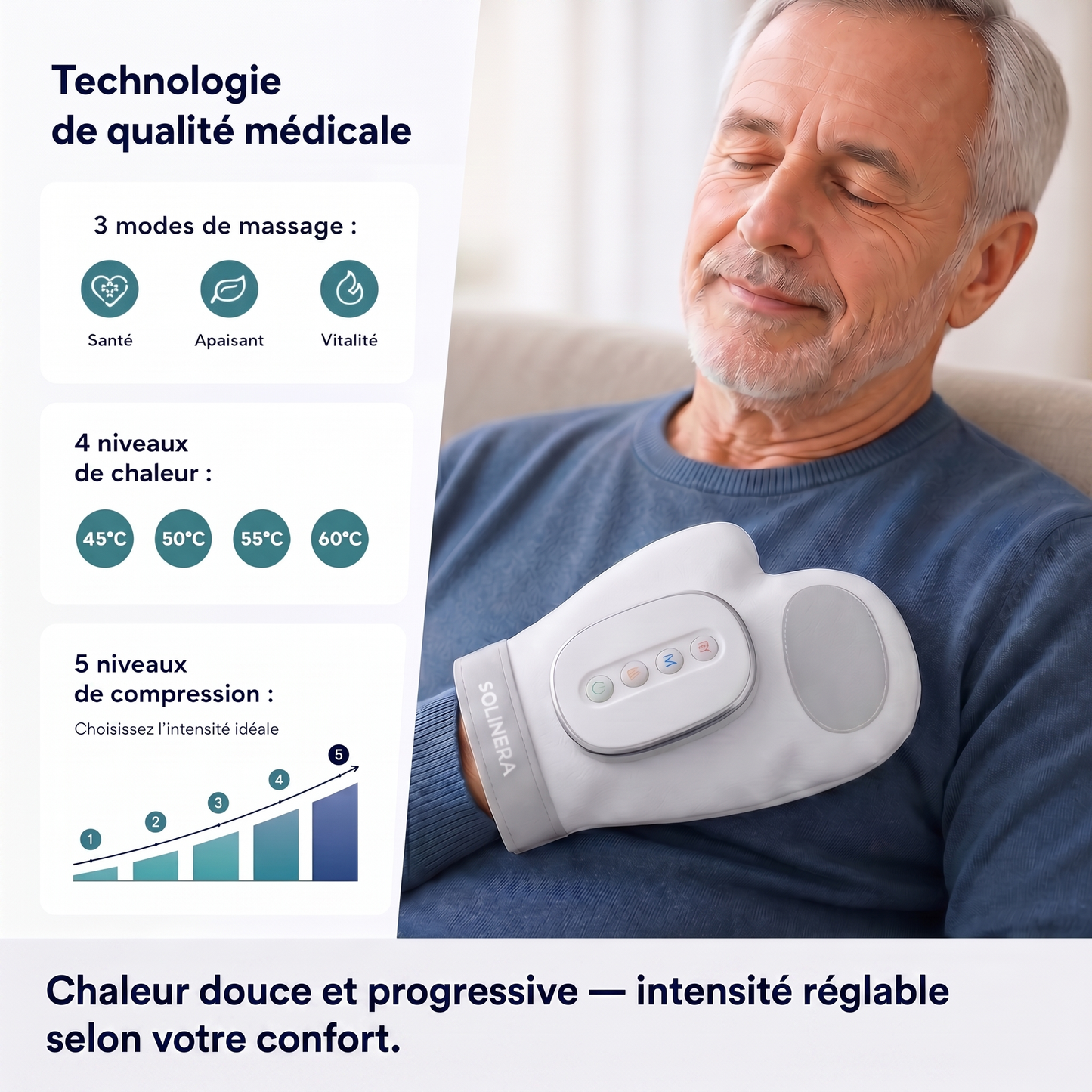 Masseur de mains Solinera™ — Retrouvez vos gestes, soulagez la raideur et la douleur articulaire